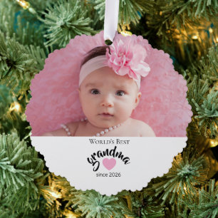 Worlds Best Grandma Since Year Photo Cute Tree Decoration Card