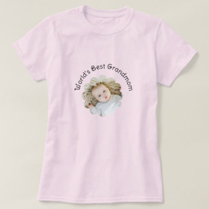 World's Best Grandmom Photo in Flower Custom T-Shirt