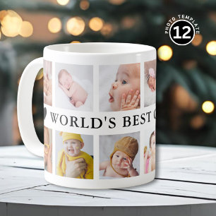 World's Best Grandpa 12 Photo Black And White Coffee Mug