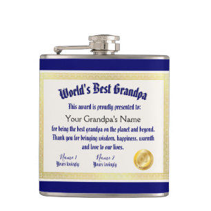 World's best grandpa award certificate  hip flask