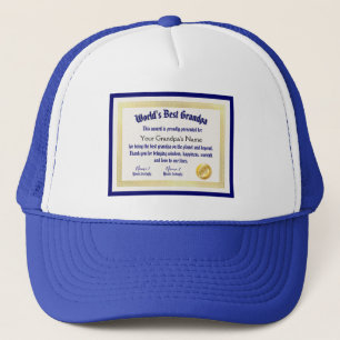 World's best grandpa award certificate trucker hat
