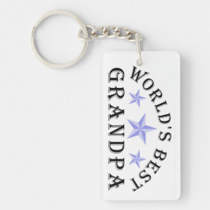 Worlds' Best Grandpa Blue Stars Key Ring