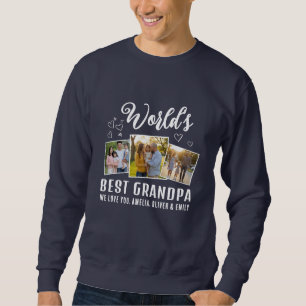 World's Best Grandpa Custom 3 Photo Collage Sweatshirt