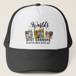 World's Best Grandpa Custom 3 Photo Collage Trucker Hat
