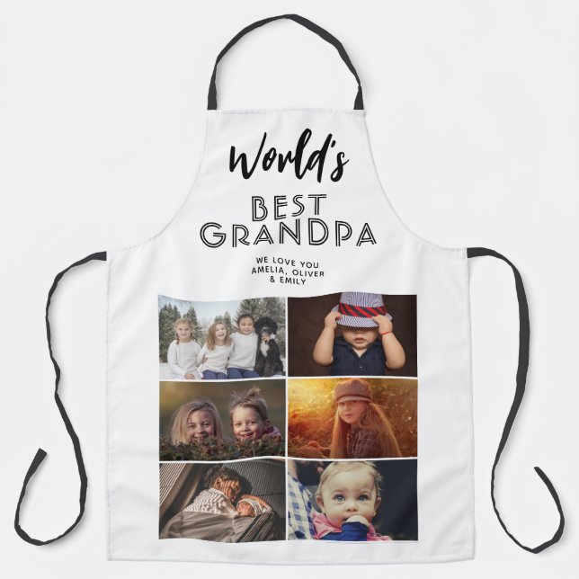 World's Best Grandpa Custom 6 Photo Collage Apron (Front)