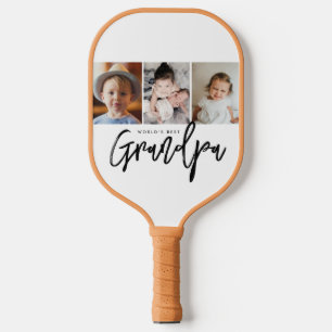 World's Best Grandpa Custom Photo gift Collage Pickleball Paddle