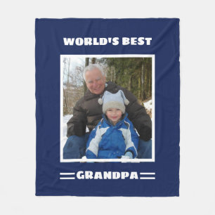 World's Best Grandpa Custom Photo Personalised Fleece Blanket