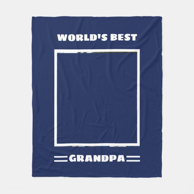 World's Best Grandpa Custom Photo Personalised Fleece Blanket (Front)