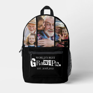 World's Best Grandpa Est Year 3 Photo Collage Printed Backpack