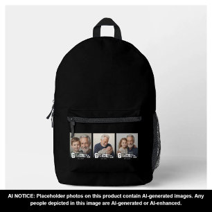 World's Best Grandpa Est Year 3 Photo Collage Printed Backpack
