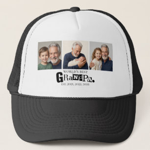 World's Best Grandpa Est Year 3 Photo Collage Trucker Hat