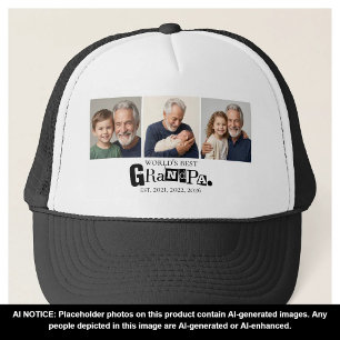 World's Best Grandpa Est Year 3 Photo Collage Trucker Hat