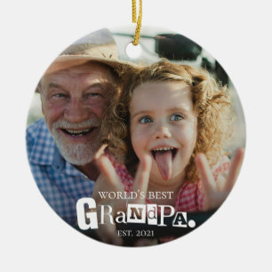 World's Best Grandpa Established Gift For Grandad Ceramic Tree Decoration