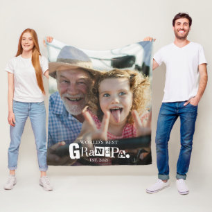 World's Best Grandpa Established Gift For Grandad Fleece Blanket