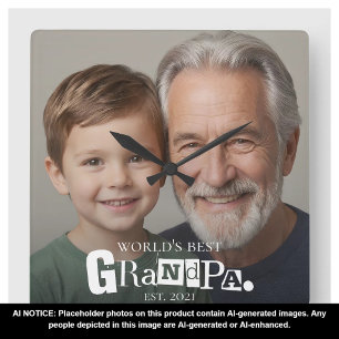 World's Best Grandpa Established Gift For Grandad Square Wall Clock