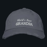 World's Best GRANDPA-Father's Day OR Birthday Embroidered Hat<br><div class="desc">If you think your father is just the best... then this will be a great gift for him for Father's Day, or his birthday... OR even Grandparent's Day from the kids. Features the text "World's Best GRANDPA" in white embroidery on a blue ball cap, but of course you can customise...</div>