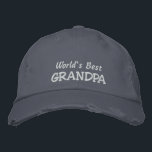World's Best GRANDPA-Father's Day OR Birthday Embroidered Hat<br><div class="desc">If you think your father is just the best... then this will be a great gift for him for Father's Day, or his birthday... OR even Grandparent's Day from the kids. Features the text "World's Best GRANDPA" in white embroidery on a blue ball cap, but of course you can customise...</div>