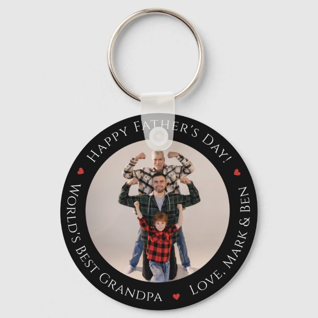 Worlds Best Grandpa Funny Photo Custom Fathers Day Key Ring (Front)