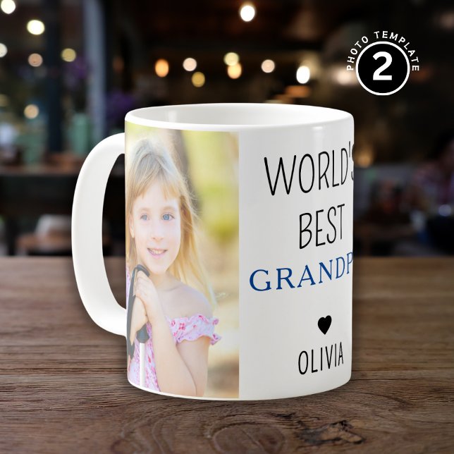 World's Best Grandpa Grandchild Name 2 Photo   Coffee Mug (Creator Uploaded)