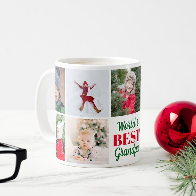 World's Best Grandpa Grandkids 9 Photo Collage Coffee Mug (Creator Uploaded)