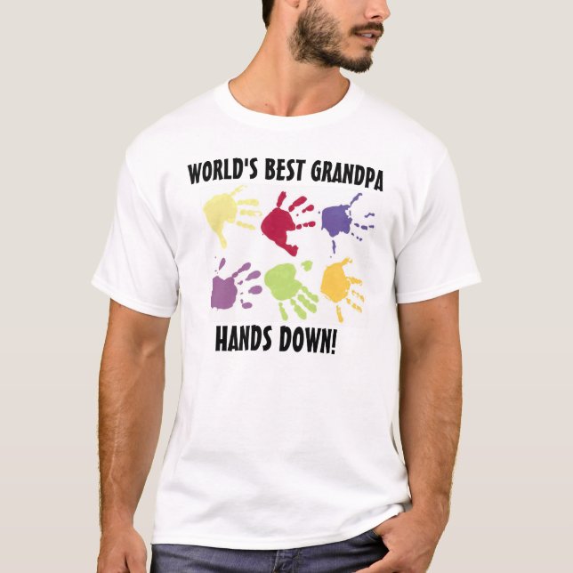 World's Best Grandpa hands Down T-shirt (Front)