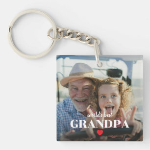 World's Best Grandpa Heart Photo Gift For Grandad Key Ring