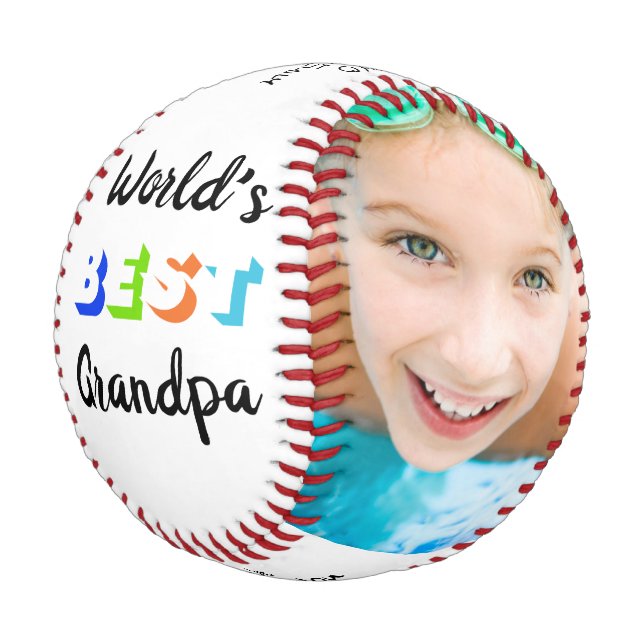 World's Best Grandpa Personalised Photos Colours Baseball (Angled)