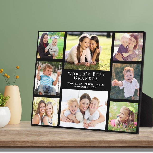 World's Best Grandpa Photo Collage Black Plaque (Creator Uploaded)