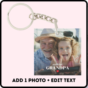 World's Best Grandpa Photo Gift For Grandad Key Ring