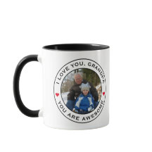 Worlds Best Grandpa Photo Heart Red White Black