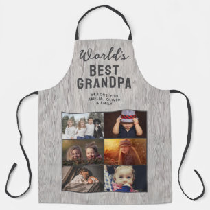 World's Best Grandpa Wood 6 Photo Collage Apron
