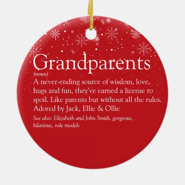 World's Best Grandparents Definition Photo Ceramic Tree Decoration (Back)