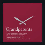 World's Best Grandparents Ever Definition Burgundy Square Wall Clock<br><div class="desc">Personalise for your special grandparents to create a unique gift. A perfect way to show them how amazing they are every day. Designed by Thisisnotme©</div>
