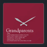 World's Best Grandparents Ever Definition Burgundy Square Wall Clock<br><div class="desc">Personalise for your special grandparents to create a unique gift. A perfect way to show them how amazing they are every day. Designed by Thisisnotme©</div>