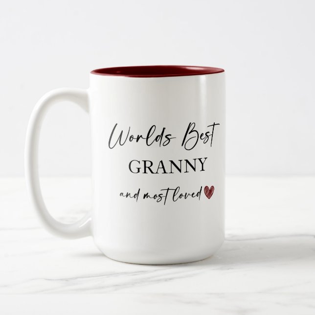 World's Best Granny and Most Loved Photo Gift Two-Tone Coffee Mug (Left)