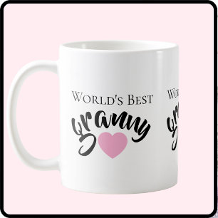 Worlds Best Granny Cute Heart White Elegant Coffee Mug