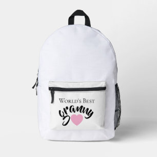 Worlds Best Granny Cute Heart White Elegant Printed Backpack