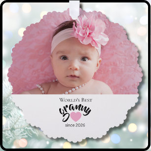 Worlds Best Granny Since Year Photo Cute  Tree Decoration Card