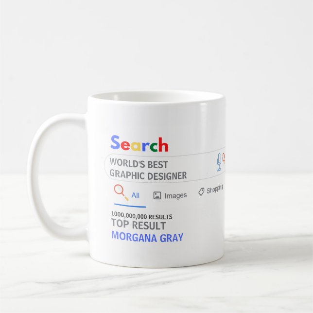 WORLDS BEST GRAPHIC DESIGNER Novelty Search Result Coffee Mug (Left)