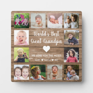 World's Best Great Grandpa Grandkids 12 Photo Plaque