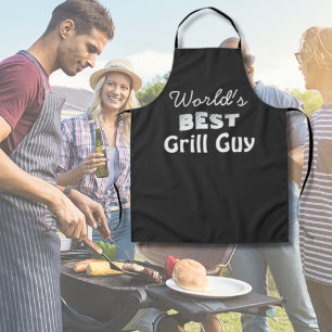 World's Best Grill Guy Quote Black Men's Long Apron