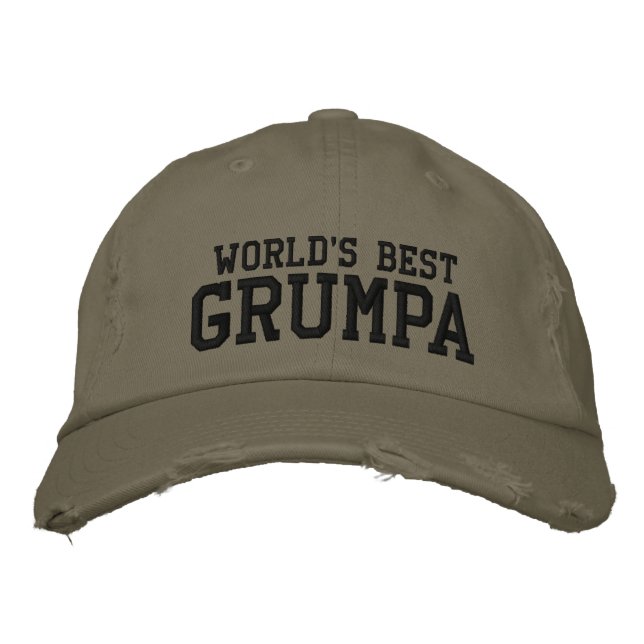 World's Best Grumpa | Funny Grandpa Personalised Embroidered Hat (Front)