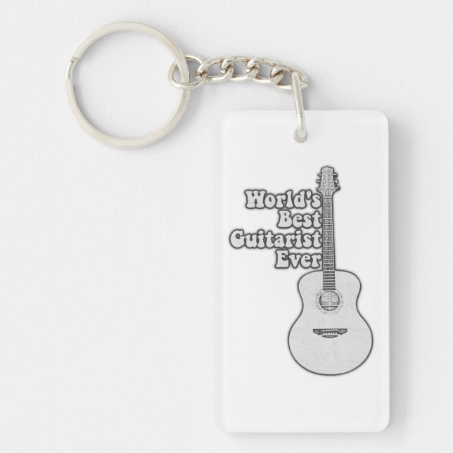 World's best guitarist ever. black and white key ring (Front)
