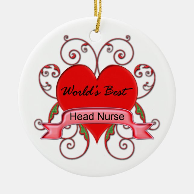 World's Best Head Nurse Ceramic Tree Decoration (Front)