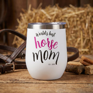 World's Best Horse Mum Est Custom Year White Pink