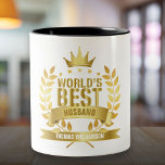 World's Best Husband 5 Gold Star Two-Tone Coffee Mug<br><div class="desc">Personalise for the world's best husband to create a unique gift. A perfect way to show him how amazing he is every day. Designed by Thisisnotme©</div>