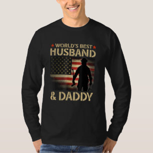 World's Best Husband & Daddy Fireman Us Flag Fathe T-Shirt