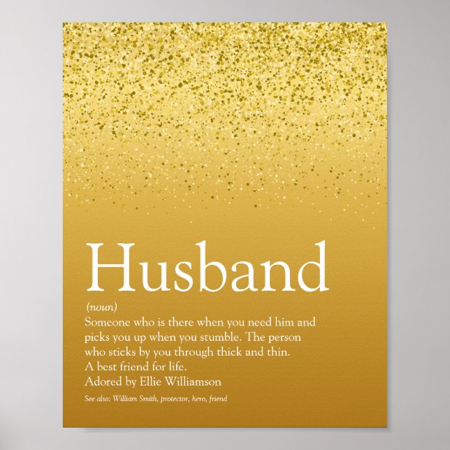 World's Best Husband Definition Gold Glitter Fun Poster (Front)