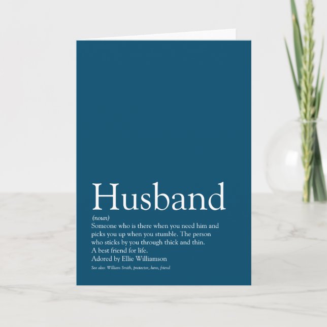 World's Best Husband Ever Definition Blue Card (Front)
