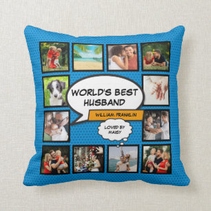 World's Best Husband Fun Cool Photo Collage Cushion
